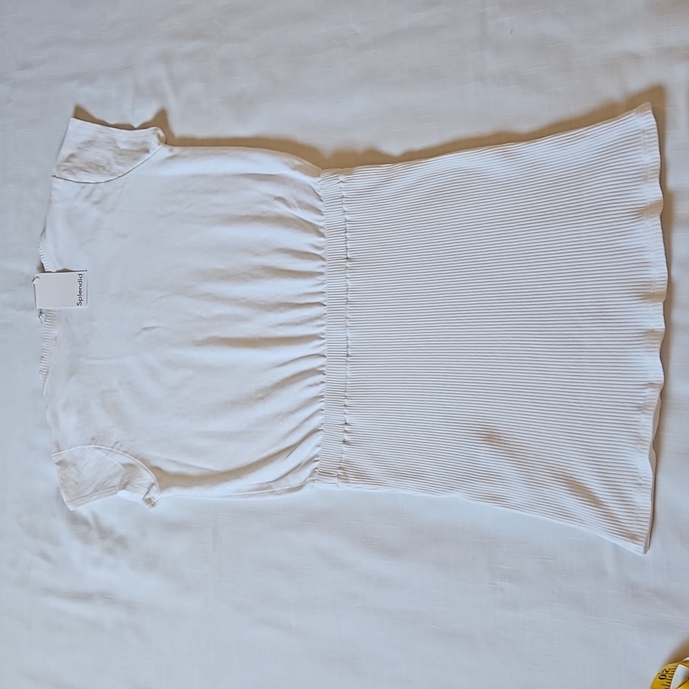 Splendid white knit cotton short seleeves blouson mini dress size medium - Picture 10 of 16